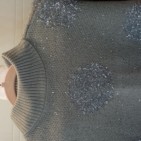 Trucloth Women's Grey Polkadot Tinsel Knit Sweater - Picture 2 of 7